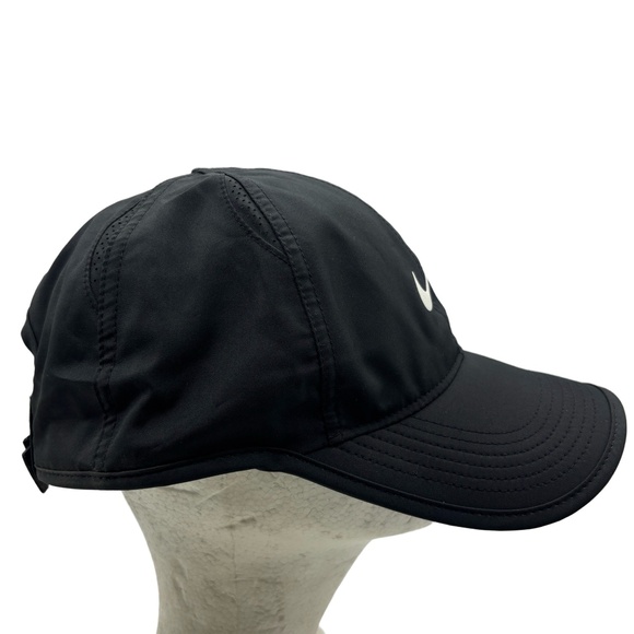 Nike Featherlight Dri-Fit Black Adjustable Hat Running Cap Lightweight Unisex - Picture 3 of 9